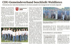 CDU-Gemeindeverband beschließt Wahllisten